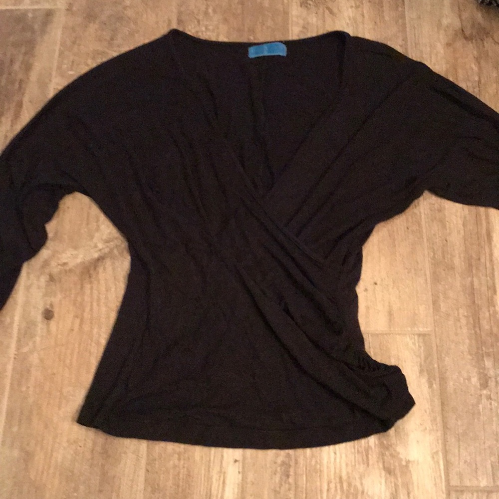Wrap Around Black Long Sleeve Top